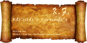 Káplár Fortunát névjegykártya